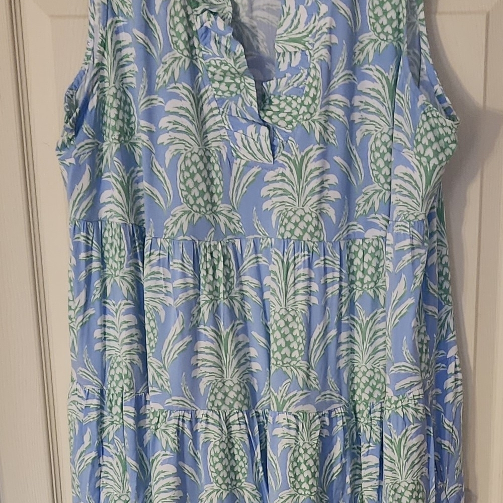 Crown & Ivy Blue and Green Pineapple Dress